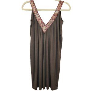 Helena de Natalio Womens Dress Medium Brown Red Mini Shift Tunic Casual Summer